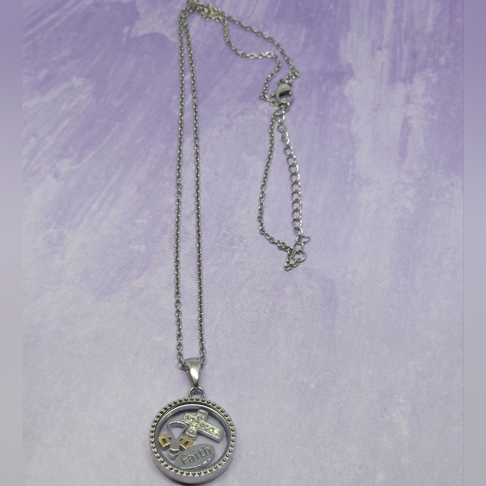 👍5 For $20 Faith Themed Floating Charm Locket Necklace Silver Tone